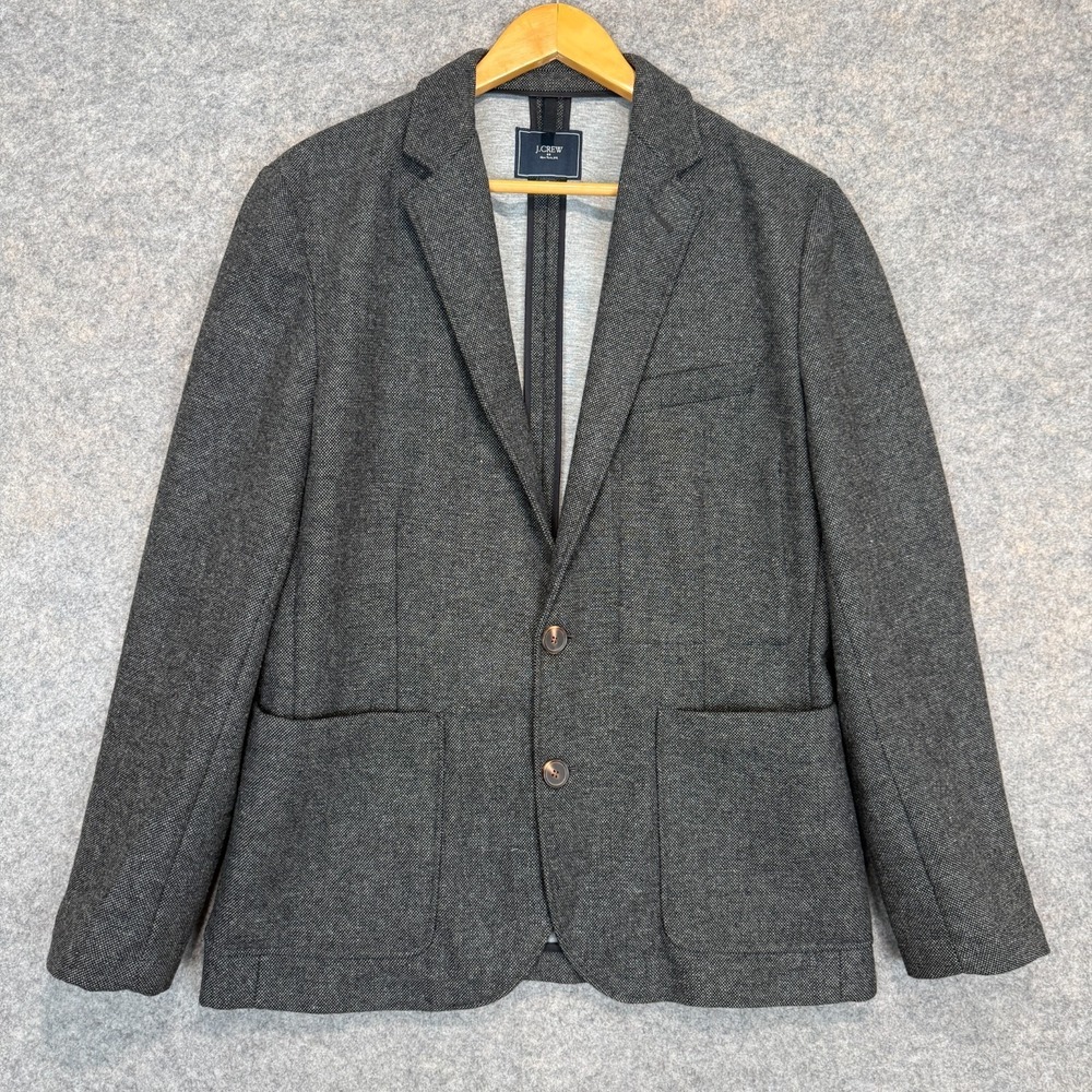 J Crew‎ Wool Blend Sport Coat Blazer Jacket Mens Medium Unstructured Birds Eye
